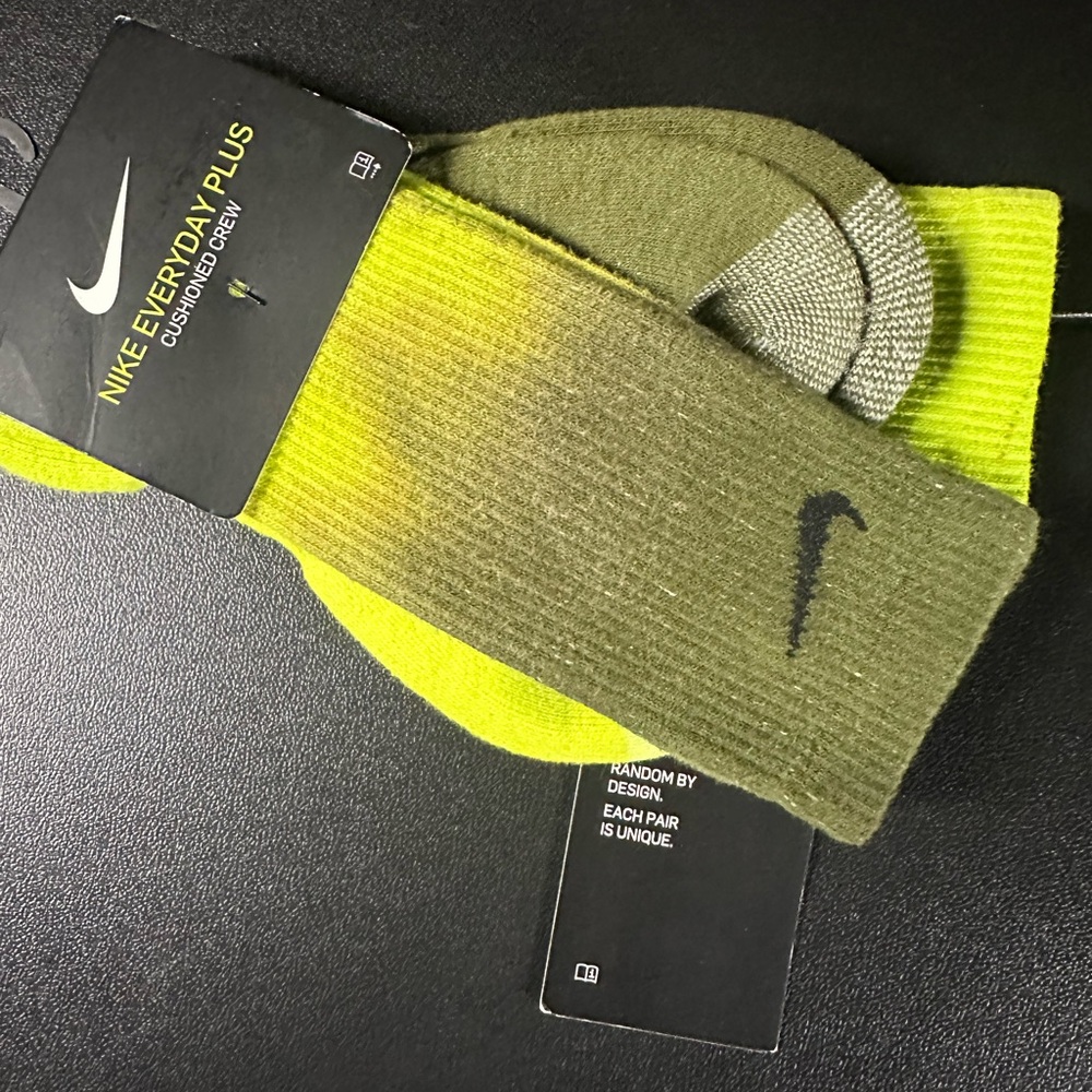 Nike Olive and Neon Yellow Crew Socks